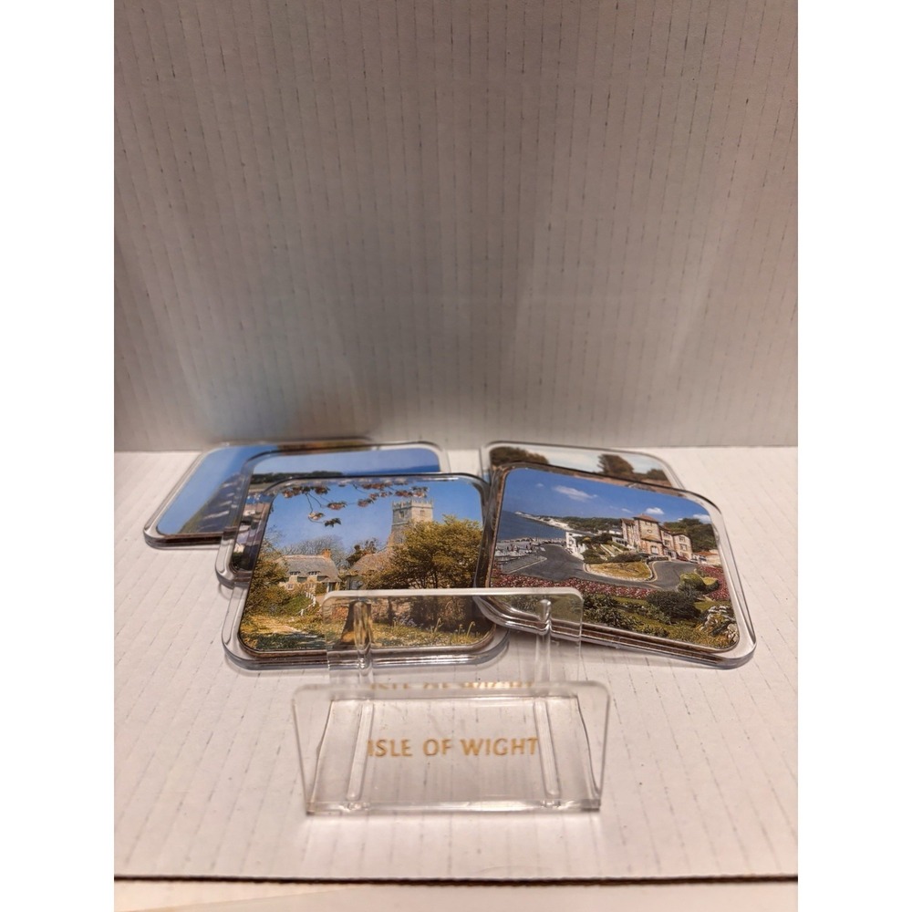 Isle of Wight England Drink Coasters Set of 6 acrylic‎ cork back landmarks pics - Picture 10 of 13